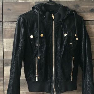 Leather look bomber jacket
